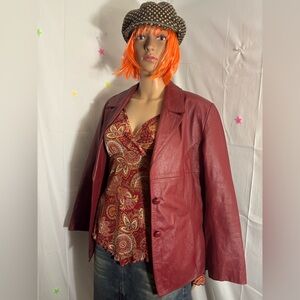 Vintage Burgundy Red Leather Jacket Size L